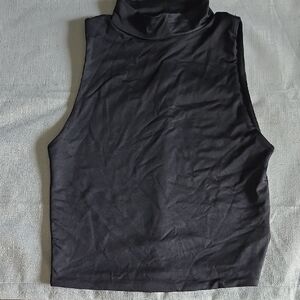 Black Sleeveless Turtleneck Top